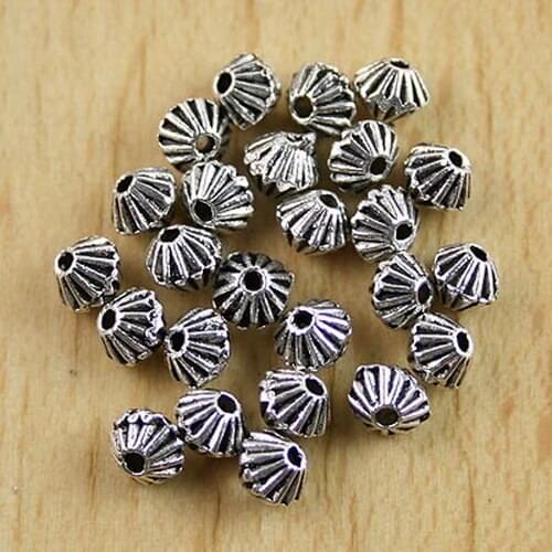 100pcs Tibetan silver color 5mm long crafted round spacer beads h0071
