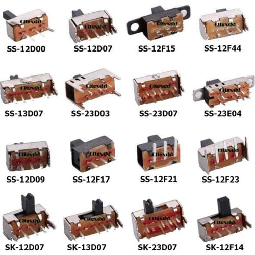 16models 90PCS SS 12D00 Slide Switch Slide Gear Fluctuation Band 2/3 File Single Double Horizontal Mini Horizontal Power Supply