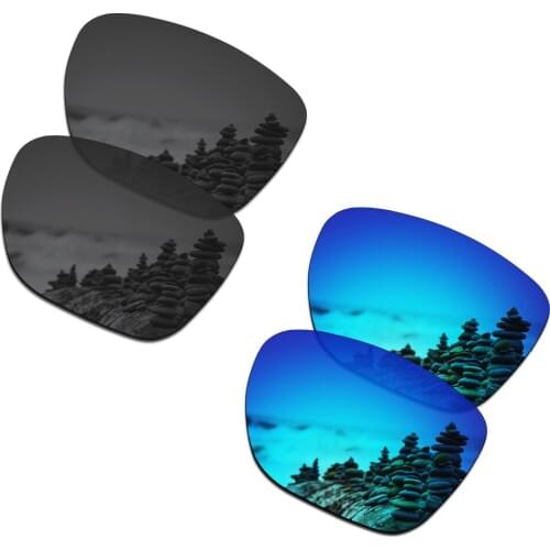 SmartVLT 2 Pairs Polarized Sunglasses Replacement Lenses for Oakley Crossrange XL Stealth Black and Ice Blue