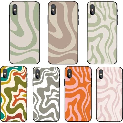 Liquid Swirl Abstract Pattern in Beige and Sage Green phone case For iPhone 11 pro 12 mini XR 7 Plus XS 6S 8 6 Plus XS Max cover