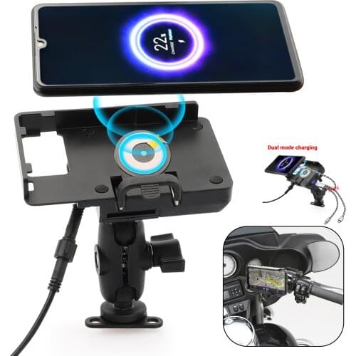Motorcycle GPS Phone Mount Wireless Quick Charger Holder Mobile Phone Holder For Harley XL1200 XL883 48 72 Dyna Street Glide
