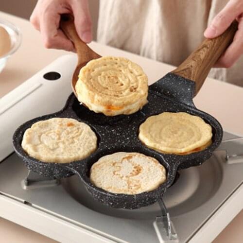 Fried egg burger machine household deepening porous non-stick small breakfast egg burger flat-bottomed four-hole omelette artifa