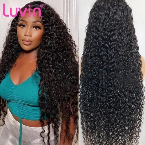 Luvin 28 30 Loose Deep Wave Frontal Wig Transparent Lace Wigs Wet And Wavy Deep Curly Lace Front Human Hair Wigs T Part Remy