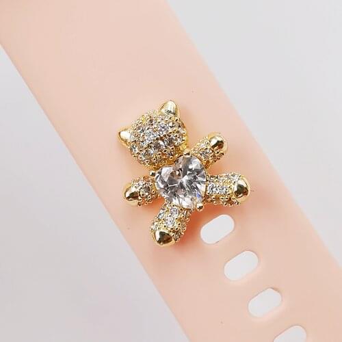 Bear Watch Charms Sport Metal Ornament Silicone Strap Creative Decorative Nails Accessories for Iwatch Bracelet