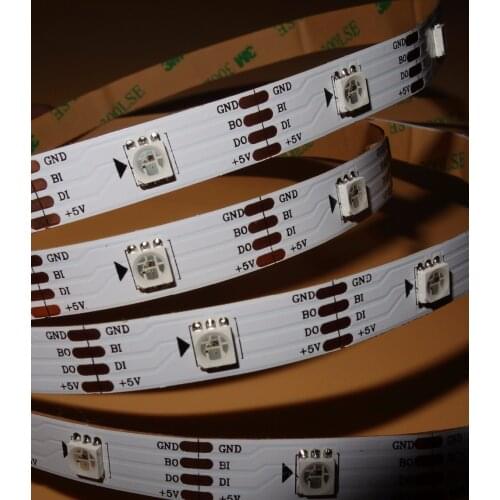 Addressable 5m 30LEDs/m DC5V WS2813(Dual-signal wires)RGB led pixel strip,NON-waterproof,with 30pixels/M;WHITE PCB