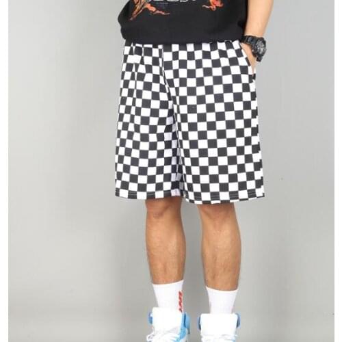 Shorts men Summer Chess Plaid White black Casual shorts