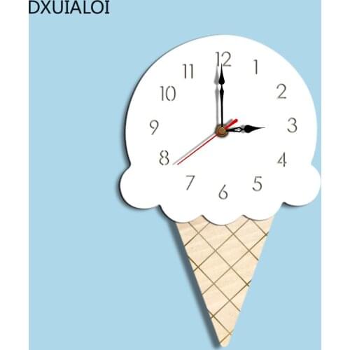 Nordic Ice Cream Wall Clock Cartoon Clock Mute Wall Decorator Children Decorative Wall Decorative Lovely Decorative Babies