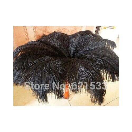 Wholesale!200pcs/lot natural black ostrich feathers 12-14inch / 30-35cm freeshipping