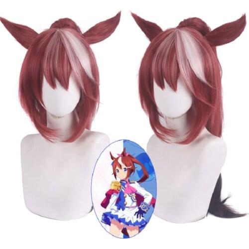 Uma Musume Pretty Derby wig Tokai Teio Special Week Cosplay Wig 65cm brown red hair wigs