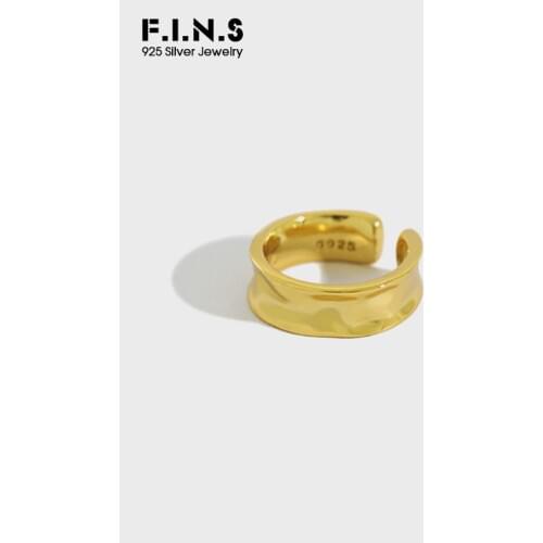 F.I.N.S 1PC Korean S925 Sterling Silver Earrings INS Irregular Ear Clip without Piercing Concave Ear Cuff Fashion Jewelry