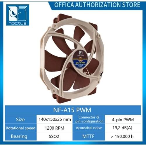 Noctua NF-A15 4pin PWM Intelligent Speed Regulation SSO2 Magnetically Stable Bearing 140X150X25mm Case Fan Ultra-Quiet