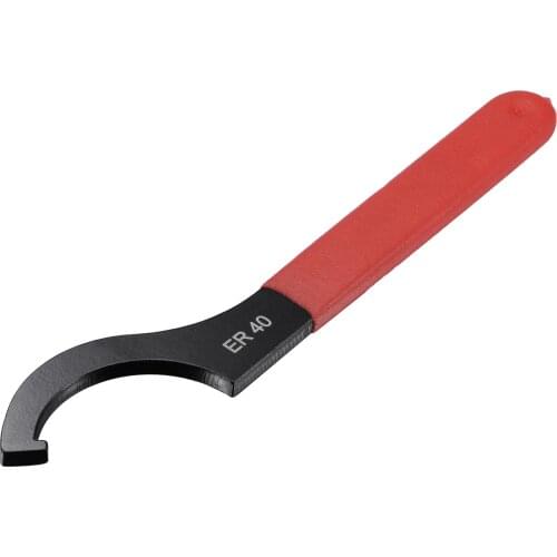 Uxcell C Hook Spanner Wrench for Lathe Clamping ER40 Collet Chuck Nut with Red Non-slip Handle