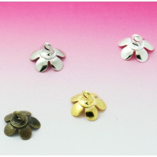 30pcs 8.5MM Five Flower Piece CAP CONNECTOR CLASP for DIY GLASS GLOBE VIALS&BOTTLES&BEAD Antique Bronze-Silver -Rose Gold Plated