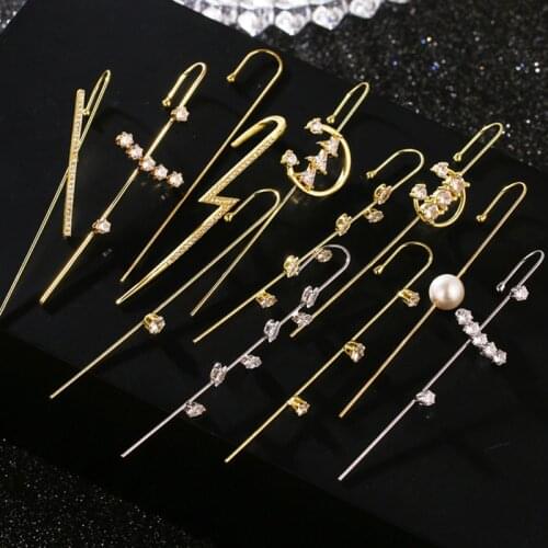 New fashion Wrap Crawler Clip Earrings Women Charm Wedding Lightning Zirconia Climber Hook Earrings Jewelry Girls Gifts Brincos