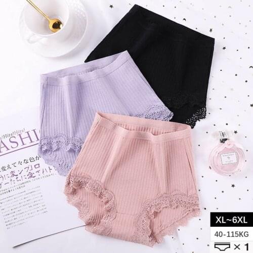 Cotton Briefs Striped Womens Panties Sexy Lace Lingerie Summer Underwear Antibacterial Underpants Female Intimates Size XL-6XL