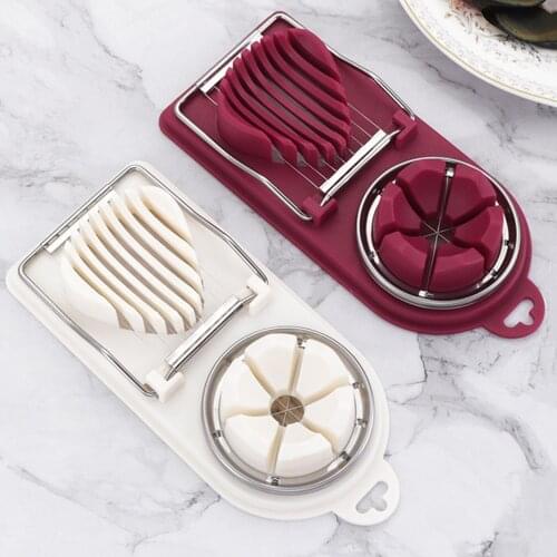 1set Multifunctional Egg Slicer Cut Eggs even cutter Stainless Steel Three-use Red/White Gadget Kitchen Cooking Tool wedge piece