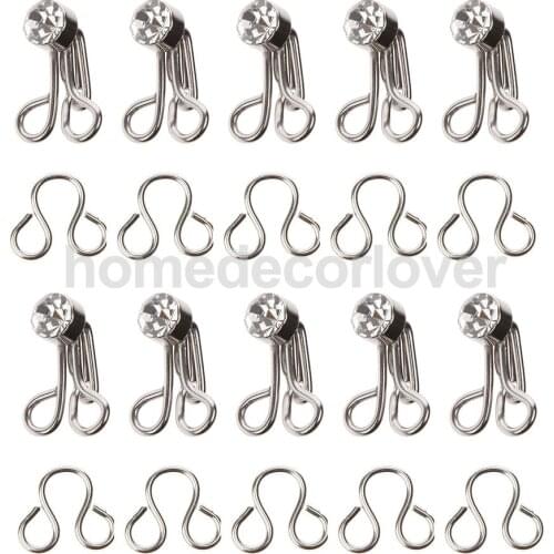 10 Sets Hook and Eye Fasteners Dressmaking Skirt Dress Bra DIY Sewing On Collar Hook with Rhinestone