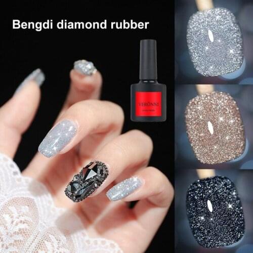12 Colors Reflective Glitter Glue Sequins Soak Off Nail Polish DIY Colorful Diamond Rhinestone Varnish Nail Art Gel TSLM1