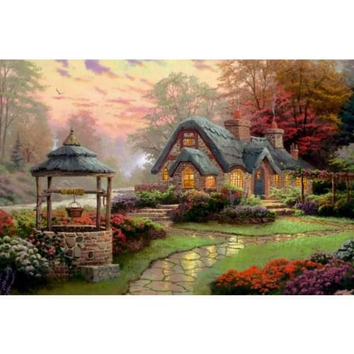 MM 14/16/18/28 CROSS STITCH Full Round Drill 5D DIY Diamond Painting " Landscape of L3440 Cottage " 3D Embroidery Cross Stitch