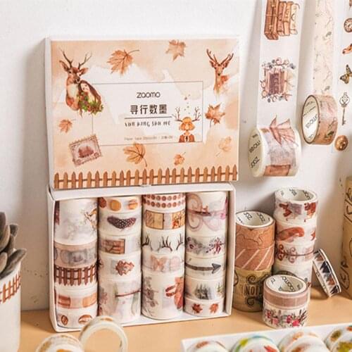 20pcs/set Time Series Journal Decorative Tapes Vintage Washi Paper Scrapbooking Diary Planner Masking Tapes School Supplies