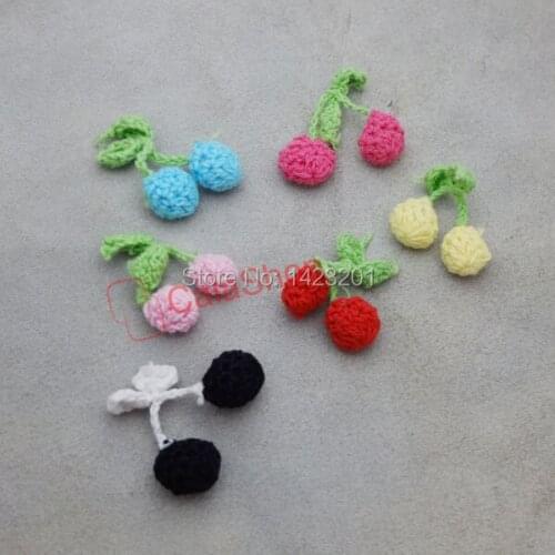 20 pcs /Lot Knit Cherry Flower Leaf Crochet Hand embellishment trim sewing