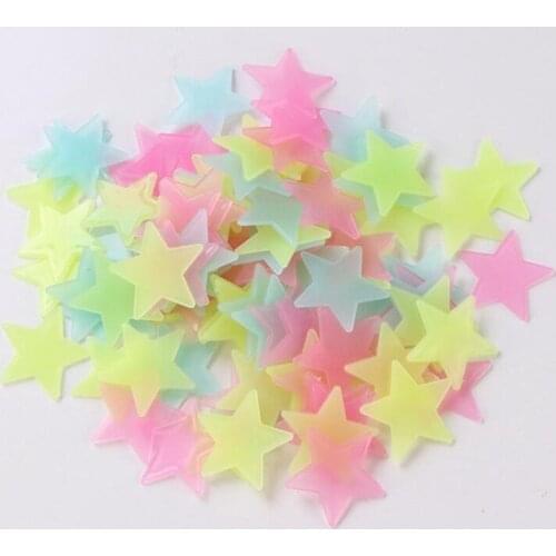 4 Color 3cm Star Wall Stickers Stereo Plastic Luminous Fluorescent Paster Glowing In The Dark Decals For Baby Room LX8643