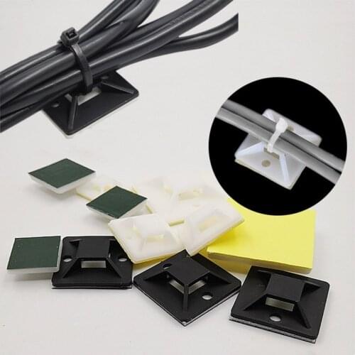 50/100Pcs Cable Base Black And White Self-Adhesive Mount Cable Tie Holder Base For Cable Binding