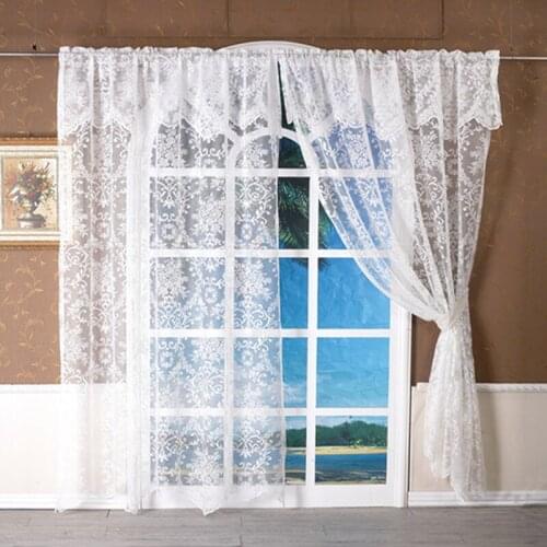 Nordic Style White Window Screen Solid Wood Curtain Draped Panel Perspective Tulle Living Room