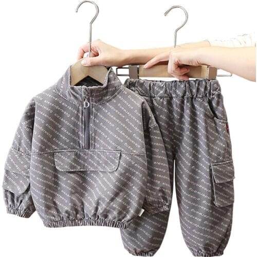 Kids Baby Sets Boys Girls Autumn Cotton Clothes Zipper Jacket+Long Pant 2Pcs New Fashion Letter print Children Sports Set 0-5y