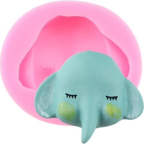 DIY Elephant Head Silicone Mold Baby Birthday Animals Fondant Cake Decorating Tools Candy Clay Chocolate Gumpaste Moulds