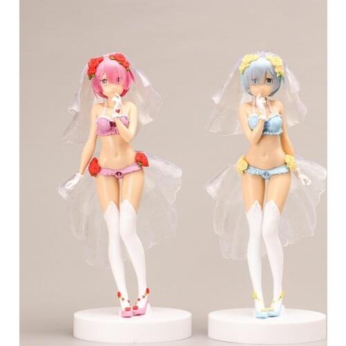 Japanese Anime Re:life In A Different World From Zero Cartoon Rem Ram Wedding Dress Doll Action Figure Model Toy Collection Gift