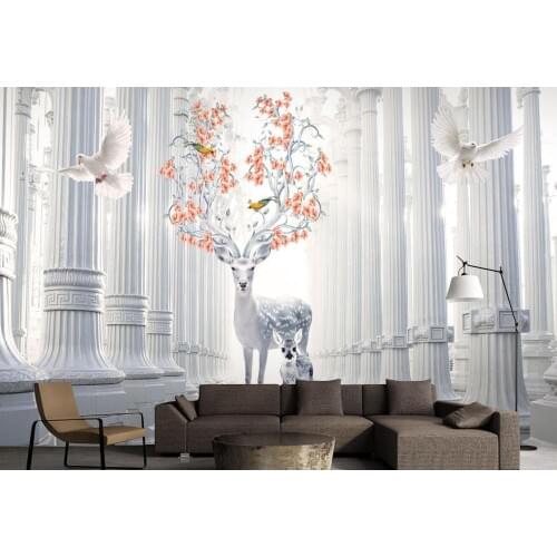 Photo wallpapers for kitchen Animal white dove roman column photo wallpaper kids living room wallpaper roll size