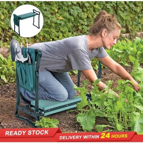 Hot sale foldable kneeling dual-purpose garden knee pads portable garden stool with double pocket EVA kneeling pad handle