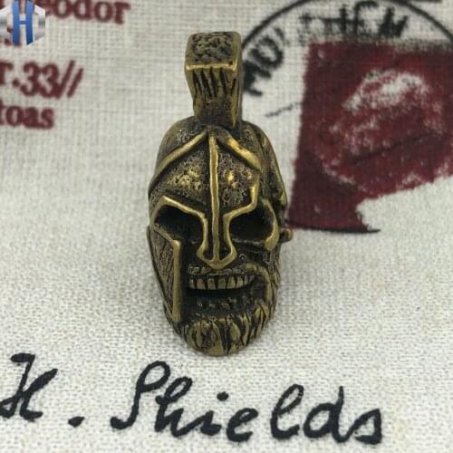 EDC Tools Knife Beads Brass Sparta Mask Skull Lanyard Bead Paracord Knife Keychain Tool DIY Pendant EDC Paracord Beads
