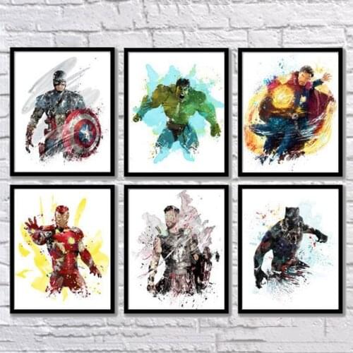 Marvel Movie Avengers Canvas Art Paintings Captain America Superhero Poster Print Wall Art Picture Kids Room Home Decoration