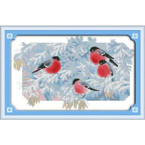 Joy Sunday Brids In Cold Morning Chinese Cross Stitch Ecological Cotton Stamped Printed 11CT DIY New Year Decorations for Home