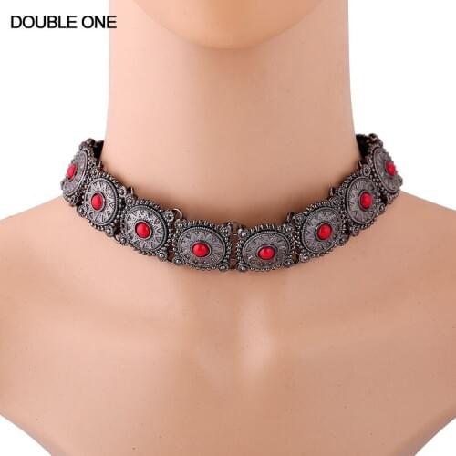 2017 Bohemian Gem Choker Necklace Maxi Collares Statement Necklace Fine Jewelry Vintage Boho Necklace Women