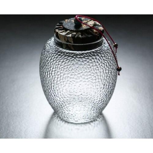 Creative Glass Tea Storage Jar with Lid Kung Fu Tea Set Accessories Flower Tea Seal Cans Coffee Beans Sugar Tanks Nut Canister
