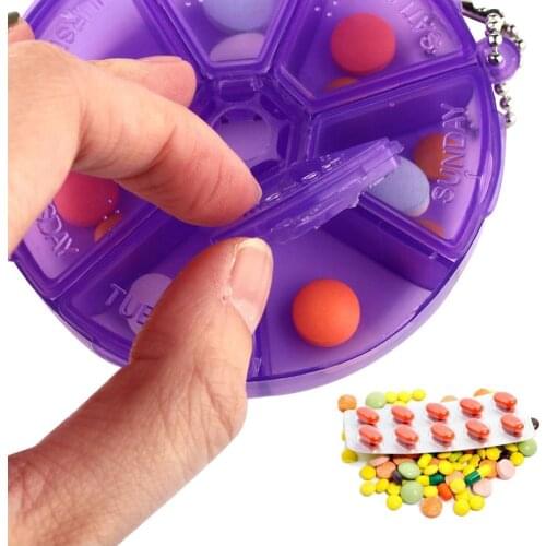 Small Object Round Storage Box Cute Mini Storage Box With Lid Portable Seven Grid Medicine Storage Boxes Multiple Colors