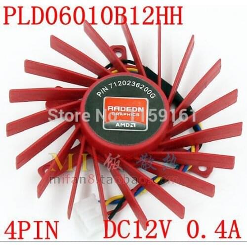 Free Shipping PLD06010B12HH 4PIN 12V 0.4A HD4830 HD4850 graphics card fan