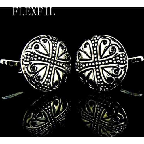 FLEXFIL jewelry fashion shirt cufflinks for mens gift Brand cuff links buttons round High Quality abotoaduras gemelos