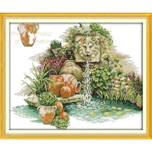 The pool cross stitch kit 14ct 11ct count printed canvas stitching embroidery DIY handmade needlework