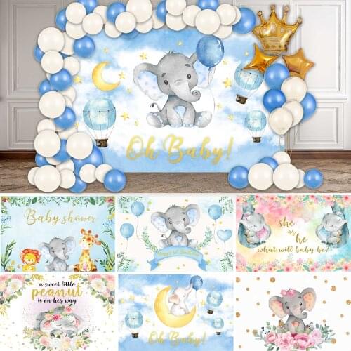 NeoBack Vinyl Baby Elephant Flowers Birthday Children Kids Photography Studio Backgrounds Professional Indoor Photo Backdrops