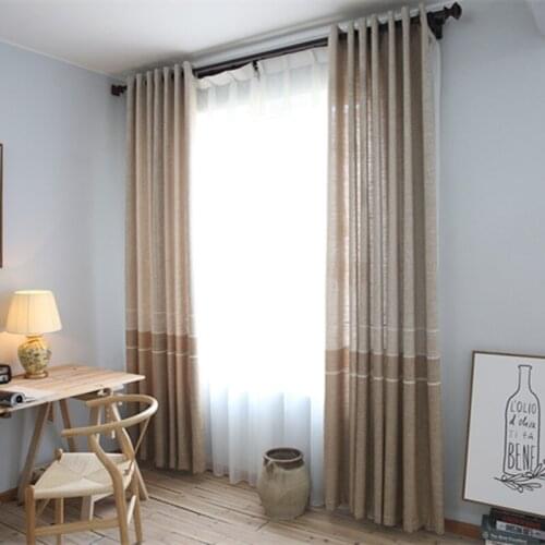 Minimalist Style Chenille Cotton Linen Curtain Warp Knitted Lace Semi-Shading Curtain Factory Wholesale Specials