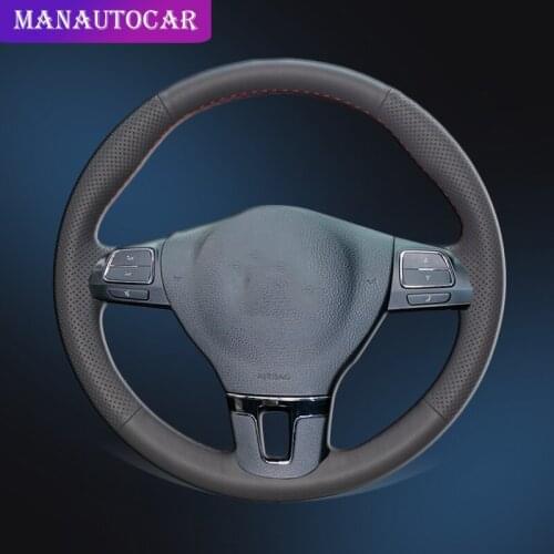 Car Braid On The Steering Wheel Cover for Volkswagen VW Gol Tiguan Passat B7 Passat CC Touran Jetta Mk6 Auto Covers DIY Interior