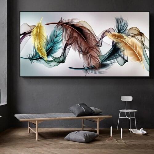 Nordic Poster Large Ginkgo Leaf and Feather Diamond Full Drill Square Rhinestone Mosaic Embroidery Round Decor Canvas Painting