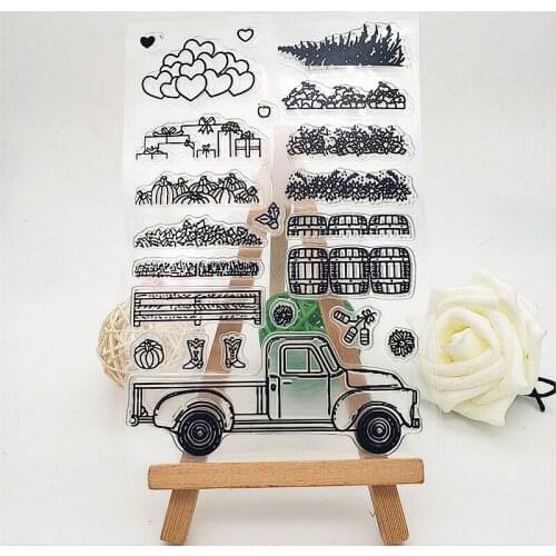 11X16CM The Truck Tree Clear Stamps Transparent Seal Silicone Seal TPR Christmas Wedding Roller Stamps DIY Scrapbook Album Card