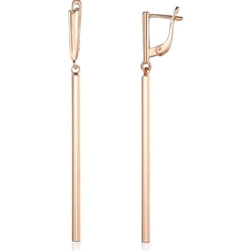 Fashion Long Earrings for Women 585 Rose Gold Color Bar Dangle Earrings Party Ceremony Accessories GE263