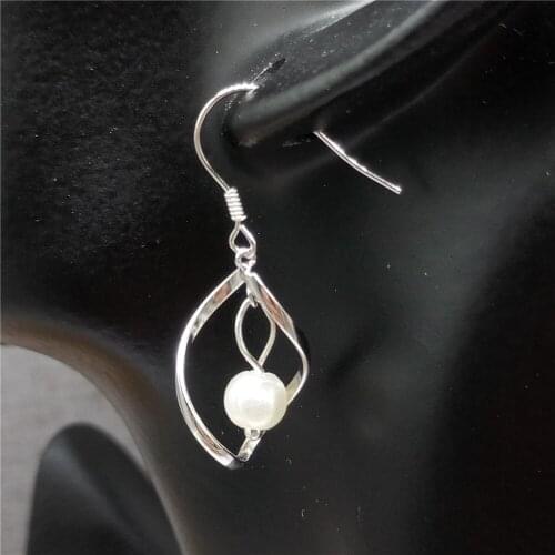 Sterling Silver Ear Earring Wire Drops with Inside Open Jump Ring Rhodium Plated