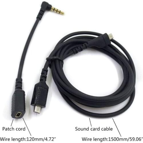 Replacement Sound Card Extension Cords Audio- Cables For Steel-Series Arctis 3/5/7 Pro Gaming Headphone
